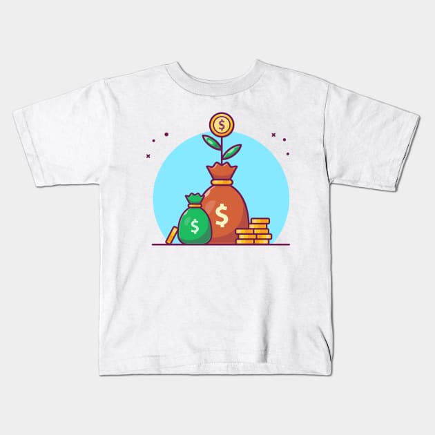 Sack of plant money with stock of coin cartoon Kids T-Shirt by Catalyst Labs